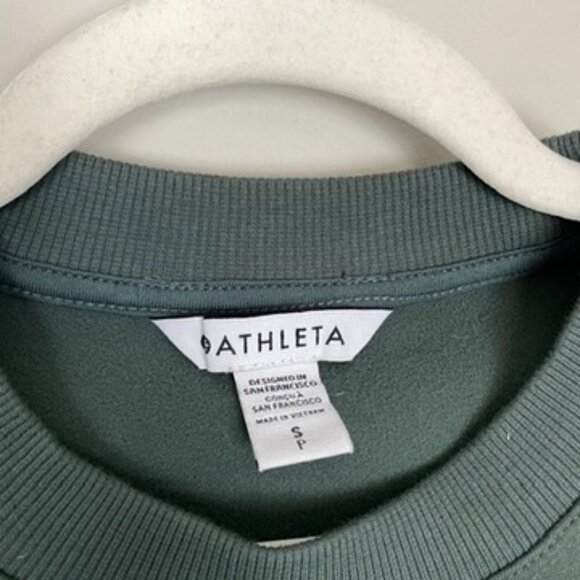 Athleta Triumph Hybrid Crewneck Sweatshirt Womens Small Green - Picture 3 of 6